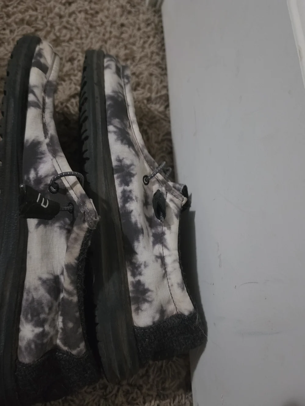 Hey Dude Mens Tie-Dye Slip-Ons in Black and White